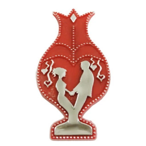 Gelin Damat Laleli Gümüş Varaklı Plastik Kırmızı Pak:50