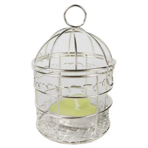 Kuş Kafesi İçi Kalp Mumlu Gümüş 10'li