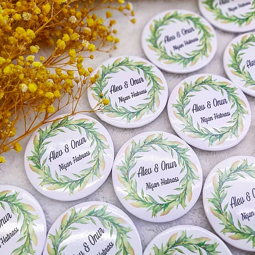 Açacak Magnet Nikah Hediyeliği Mavi Beyaz Çiçek Uv Baskılı