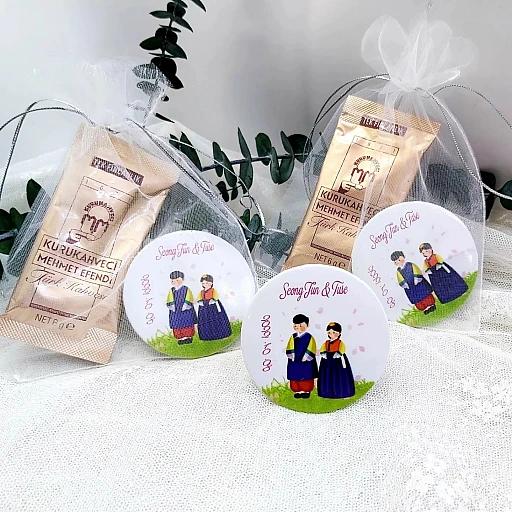 Tül Kese İçinde Kapak Açacak Türk Kahvesi Nikah Hediyeği