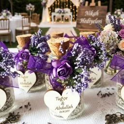 Ahşap İsimli Lavanta Şişesi Nikah Şekeri