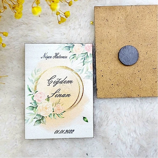 Ahşap Nikah Buzdolabı Magnet Nikah Hediyelikleri 6