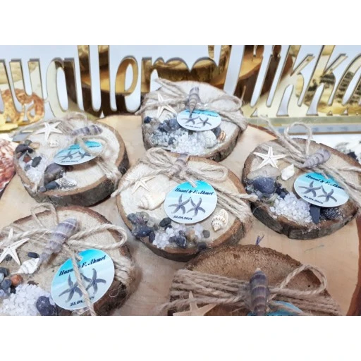 Deniz Konseptli Ahşap Nikah Şekeri