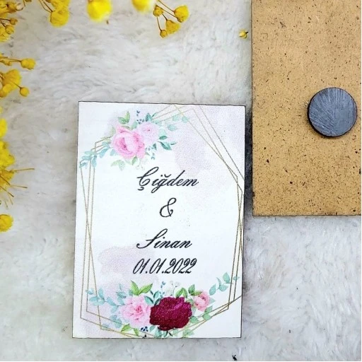 Ahşap Nikah Buzdolabı Magnet Nikah Hediyelikleri 10