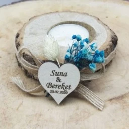 Kuru Çiçekli Ağaç Mumluk Nikah Şekeri