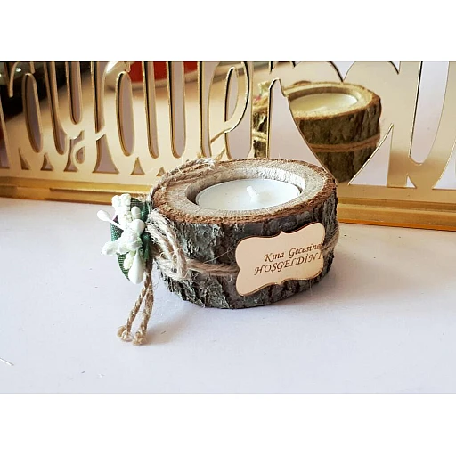 Ağaç Mumlu Pleksi İsimlikli Nikah Şekeri