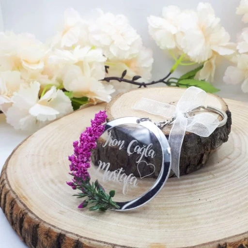 2019 Model Şeffaf Pleksi Anahtarlık Düğün Hediyelik