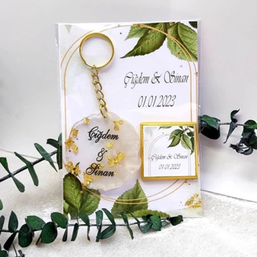 Epoksi Anahtarlık Ve Çikolata Nişan Nikah Hatırası