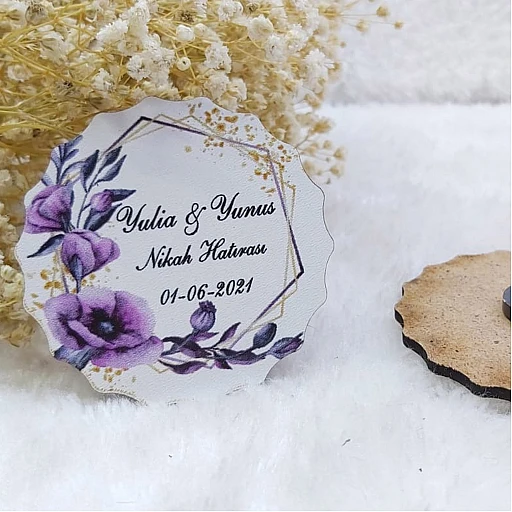 80 Adet Ahşap Magnet Nikah Şekeri