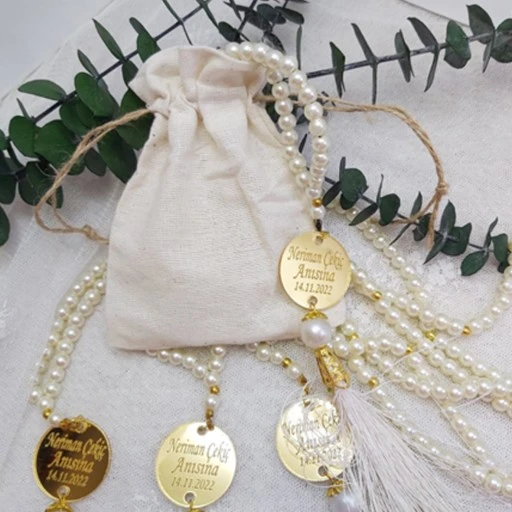 İncili Tesbih Ve Kese Kombin Bebek Mevlüt Hediyelik