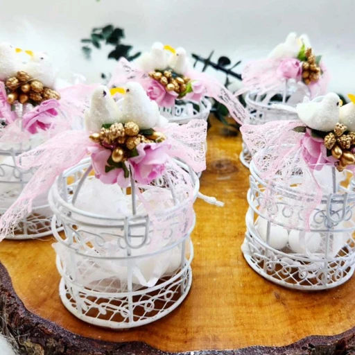 Dantel Ve Güvercinli Kafes Nikah Şekeri