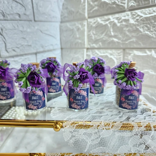 Dantelli Lavanta Şişesi Nikah Şekeri