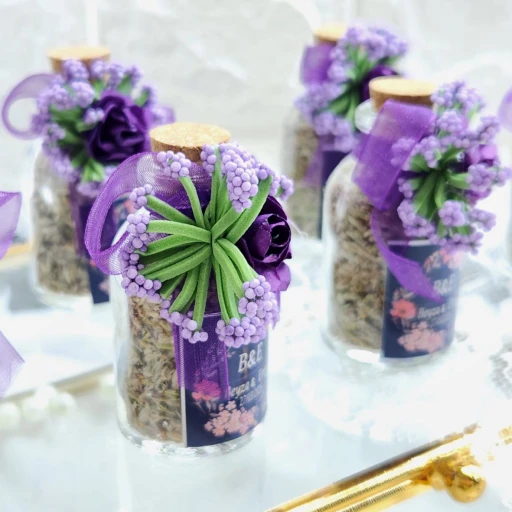 Dantelli Lavanta Şişesi Nikah Şekeri