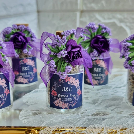 Dantelli Lavanta Şişesi Nikah Şekeri