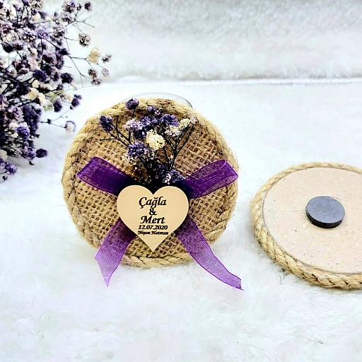 Hasır Magnet Mor Nikah Şekeri Magnet