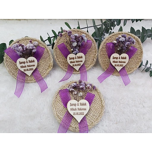 Hasır Magnet Mor Nikah Şekeri Magnet