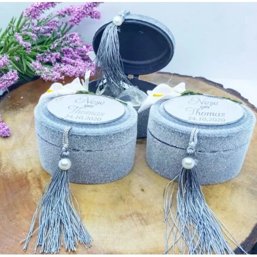 Burgu İpli Flok Kutu Üzeri Pleksi Nikah Şekeri