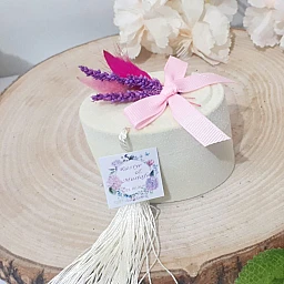 Natural Süslü Flok Oval Kutu Nikah Şekeri