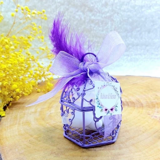 Metal Kafes Mor Nikah Şekeri