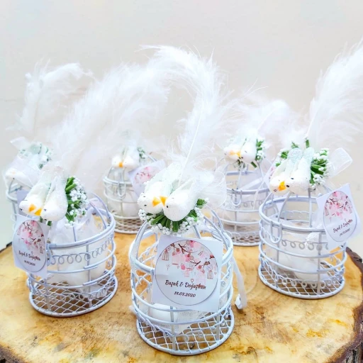 Metal Tel Kafes Kuş Yuvası Nikah Şekeri