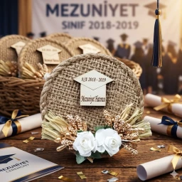 Mezuniyet Hediyesi Hasır Tabla Üzeri Ahşap İsimli