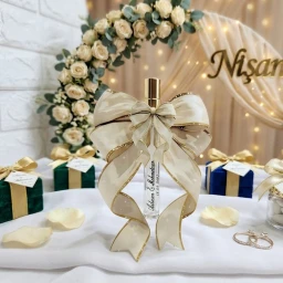 Cam Fısfıs Kolonya Şişesi Karton Fiyonk Süslemeli Nikah Şekeri Nişan Hediyelik