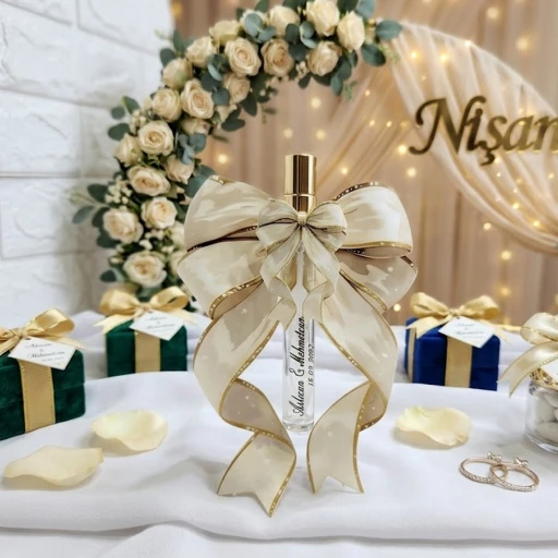 Cam Fısfıs Kolonya Şişesi Karton Fiyonk Süslemeli Nikah Şekeri Nişan Hediyelik