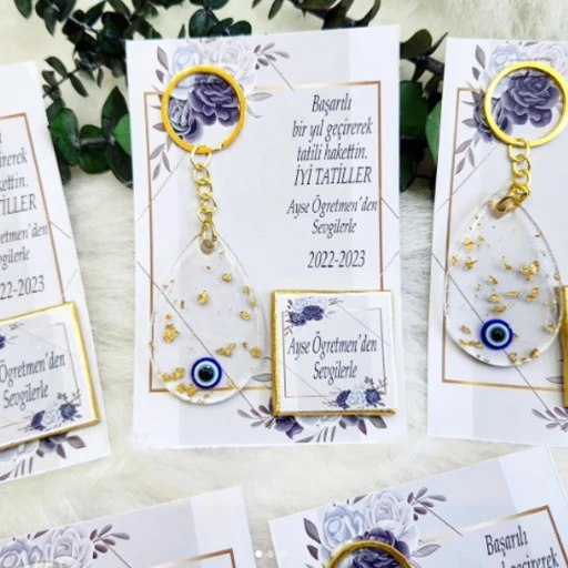 Damla Modeli Epoksi Anahtarlık Ve Çikolata Nişan Nikah Hatırası