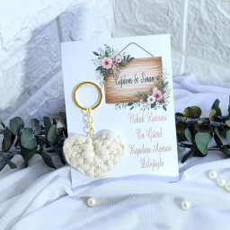 Kalp Makrome Anahtarlık Nikah Nişan Hediyelik Nikah Şekeri