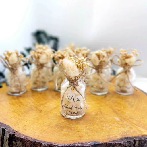 Kalp Şekerli Şeffaf Etiketli Nikah Şekeri Şişe