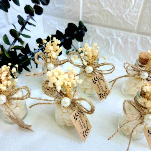 Söz, Nişan, Nikah, Kına, Düğün, Doğum Günü, Mevlüt Hatırası Hediyelik Cam Şişe Kalp Şeker