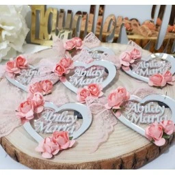 İçi Yazılı Pleksi Kalp Nikah Şekeri Magnet
