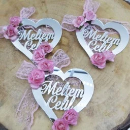 İçi Yazılı Pleksi Kalp Nikah Şekeri Magnet