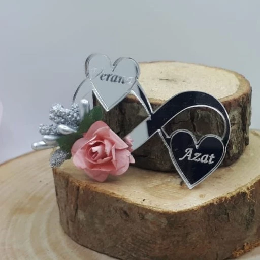 İki Kalpli Pleksi Sonsuzluk Nikah Şekeri Pıcırcıklı