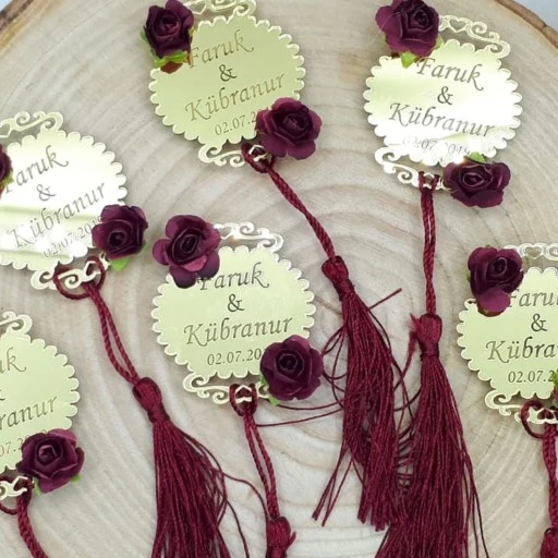 Tepsi Modeli Pleksi Ayna İsimli Nikah Şekeri