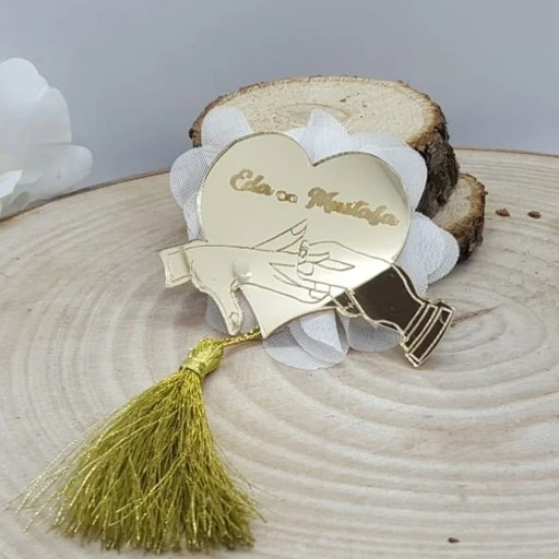 Yüzüklü Kalp Söz Nişan Pleksi Kişiye Özel Nikah Şekeri