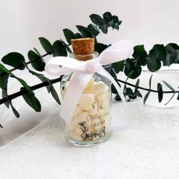 Kalp Şekerli Şeffaf Etiketli Nişan Hediyelik Şişe