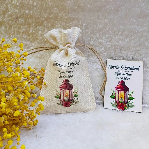 Fenerli Ahşap Nikah Magnet Nikah Şekeri UV Baskı Nişan Hediyeliği Ekonomik