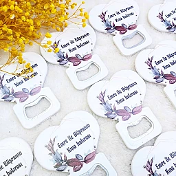 Nişan Hediyeliği Kalp Açacak Magnet  7,5x8,5 Cm Uv Nikah Şekeri Nişan Hediyeği
