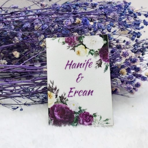 Ahşap Magnet İki Yanı Çiçekli Nikah Magnet Nikah Şekeri Uv Baskı Nişan Hediyeliği Ekonomik