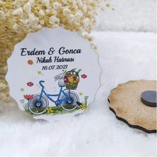 Bisiklet Baskılı Ahşap Magnet