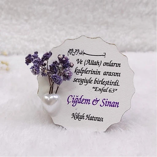 Dualı Ahşap Buzdolabı Nikah Şekeri Magnet