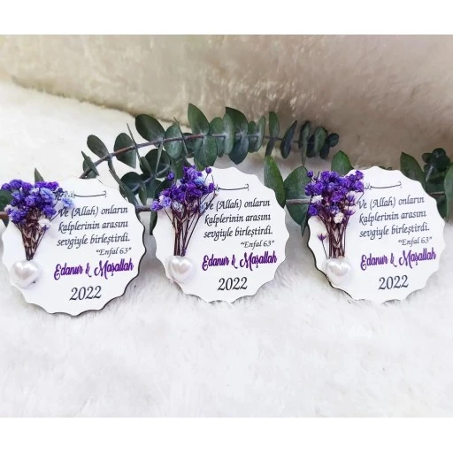 Dualı Ahşap Buzdolabı Nikah Şekeri Magnet