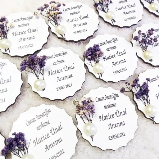 Dualı Ahşap Buzdolabı Nikah Şekeri Magnet