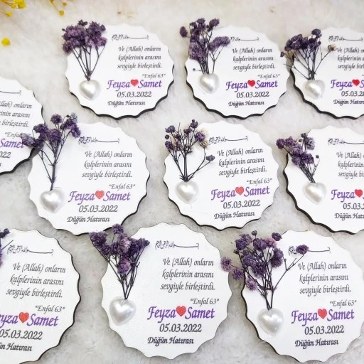 Dualı Ahşap Buzdolabı Nikah Şekeri Magnet