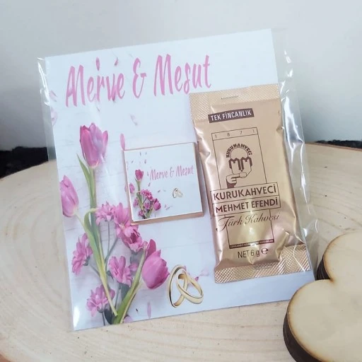 40 Yıl Hatır Türk Kahvesi Ve Madlen Çikolatlaı Kişiye Özel Nikah Şekeri Nişan Hatırası Söz Hediyesi Gül Model