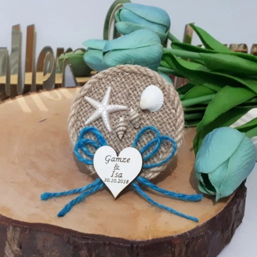 Deniz Temalı Hasır Tabla Nikah Şekeri