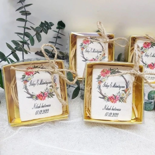 Doğal Taş Magnet 6x4 Nikah Şekeri Kutulu