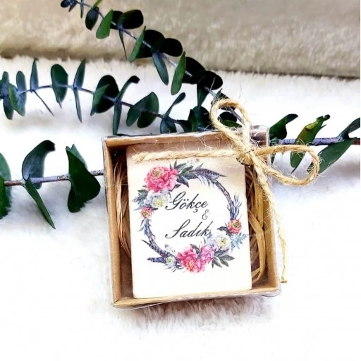 Doğal Taş Magnet 6x4 Nikah Şekeri Kutulu