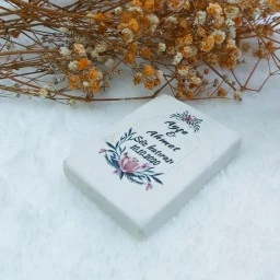 Taş Magnet 6x4 Nikah Şekeri Nişan Hediyeliği Pembe Çiçekli